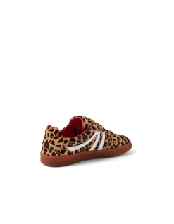 Qallan Leopard Strap Pony Leather Sneakers