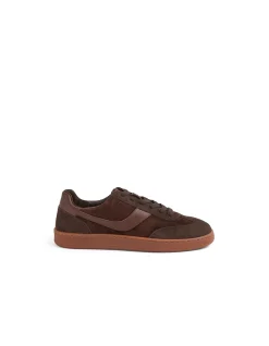 Querlah Contrast Lace Up Suede Trainers