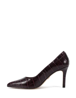 Ravyn Raisin Croc Embossed Leather Pump