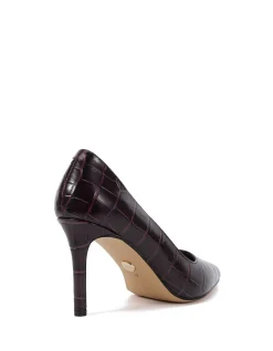 Ravyn Raisin Croc Embossed Leather Pump