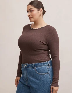 REBECCA CURVE SCALLOP LONG SLEEVES TOP