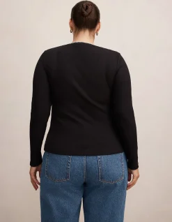 REBECCA CURVE SCALLOP LONG SLEEVES TOP