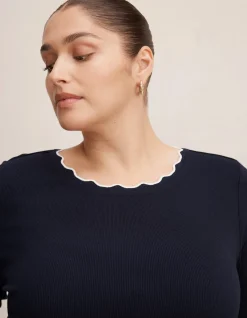 REBECCA CURVE SCALLOP LONG SLEEVES TOP