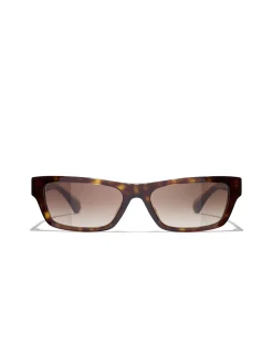 Rectangle Dark Havana Gradient Sunglasses