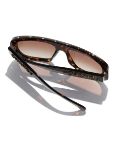 Rectangle Havana Gradient Polarised Sunglasses