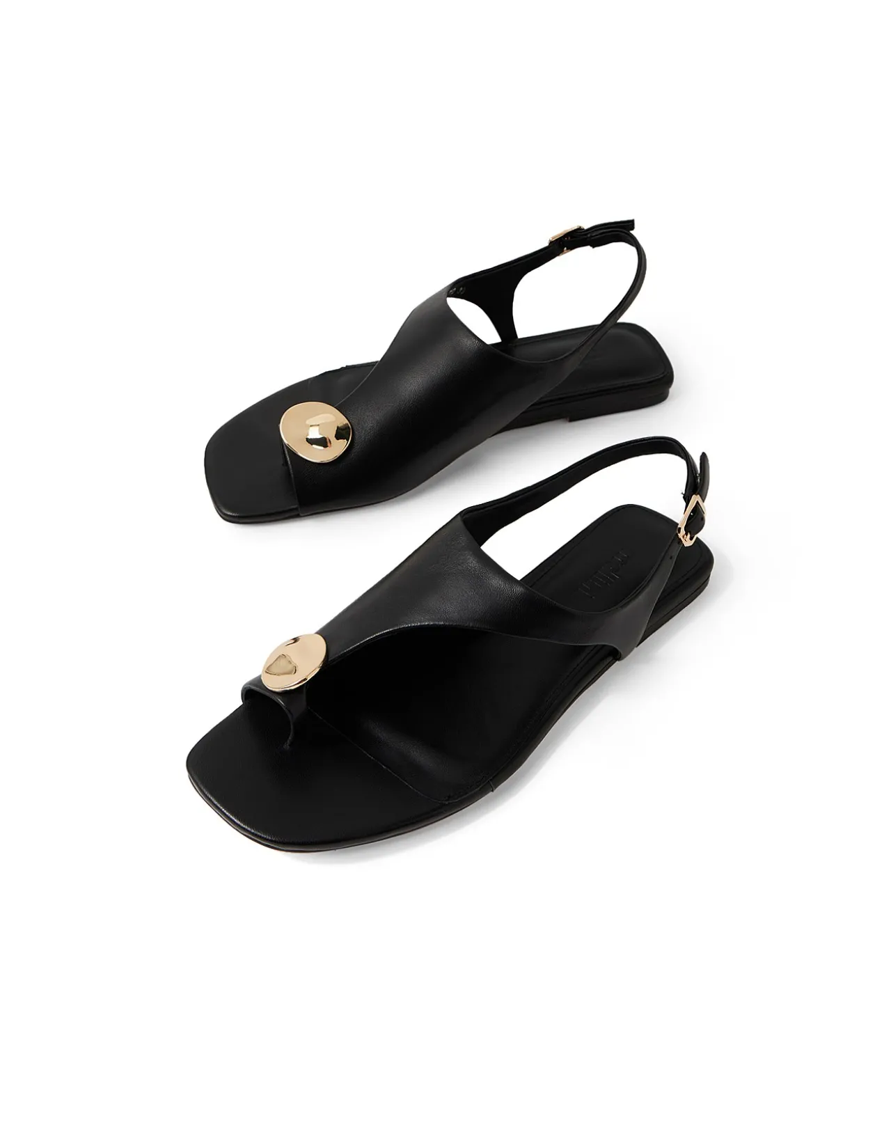 REEXI Gold Disc Leather Sandals