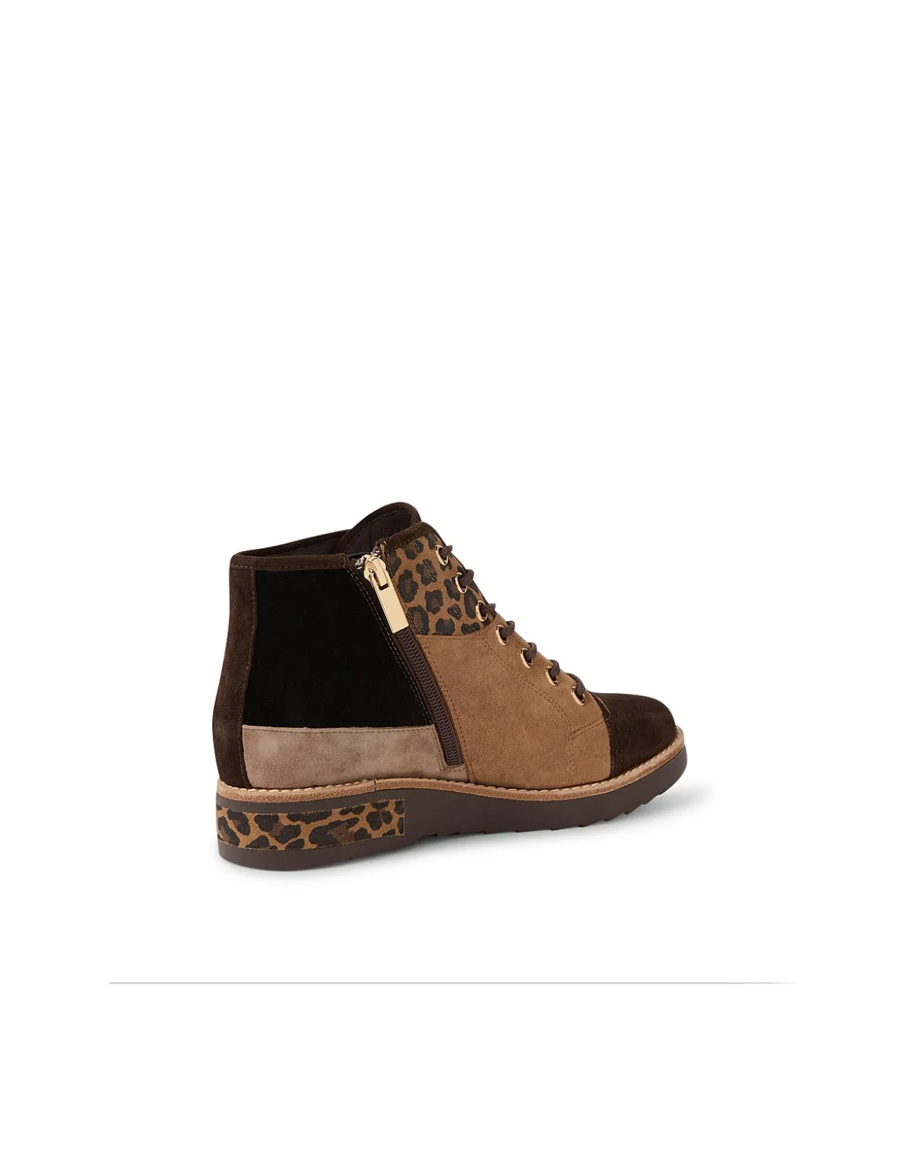 Regine Leopard Panel Lace Up Ankle Boots