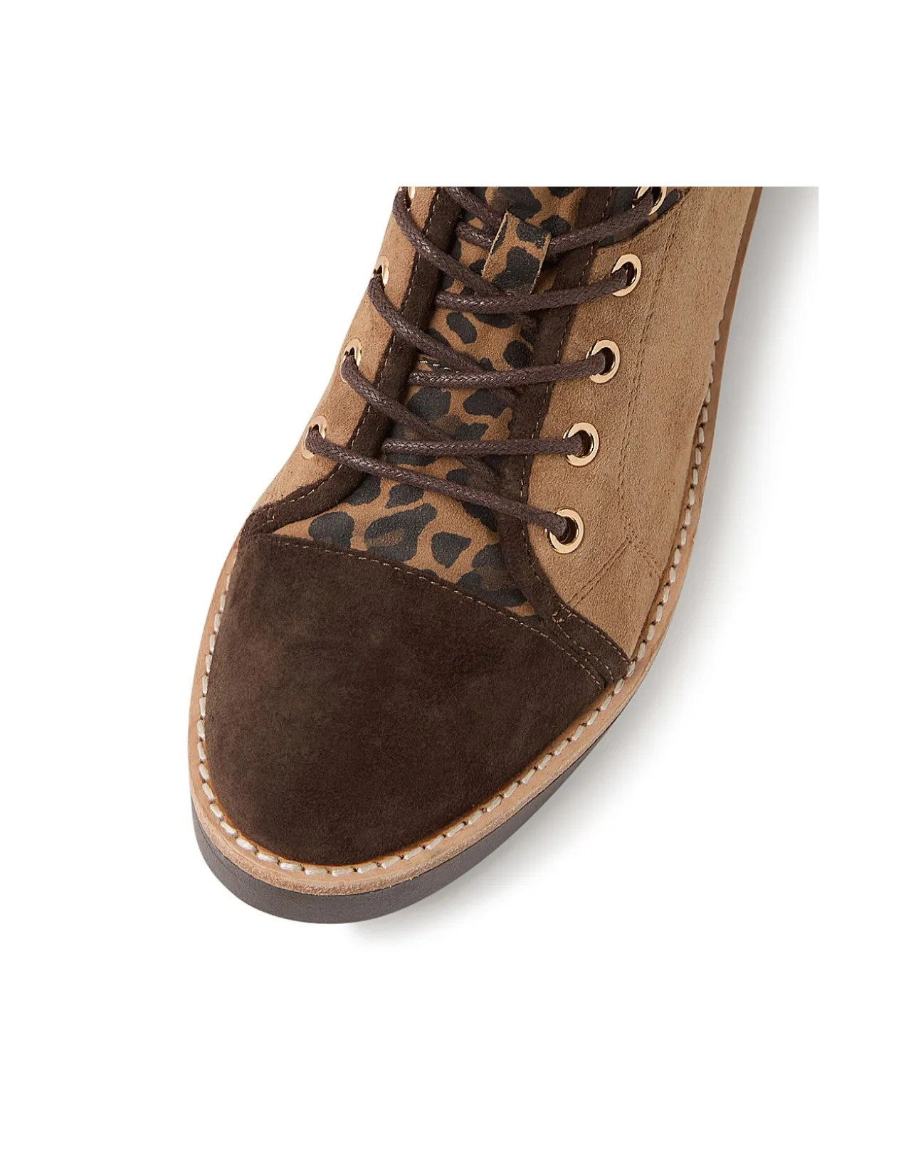 Regine Leopard Panel Lace Up Ankle Boots