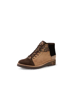 Regine Leopard Panel Lace Up Ankle Boots