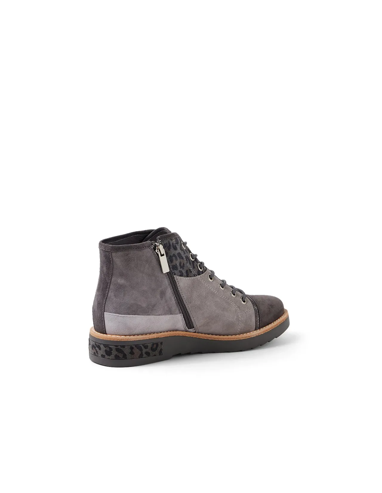 Regine Leopard Panel Lace Up Boots