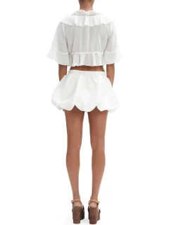 Reis Mid Rise Bubble Hem Mini Skort
