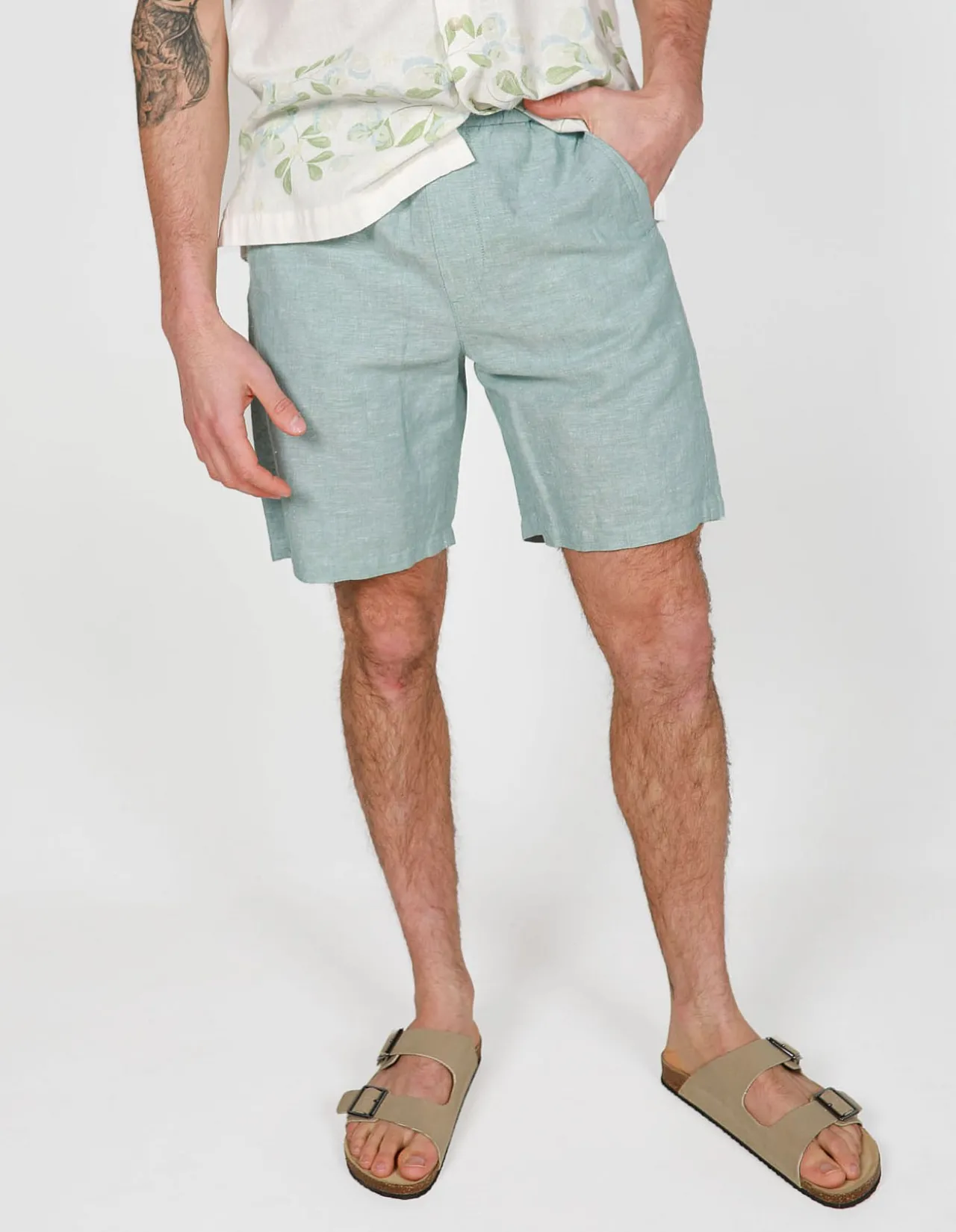 RELAXED WAIST LINEN COTTON SHORT
