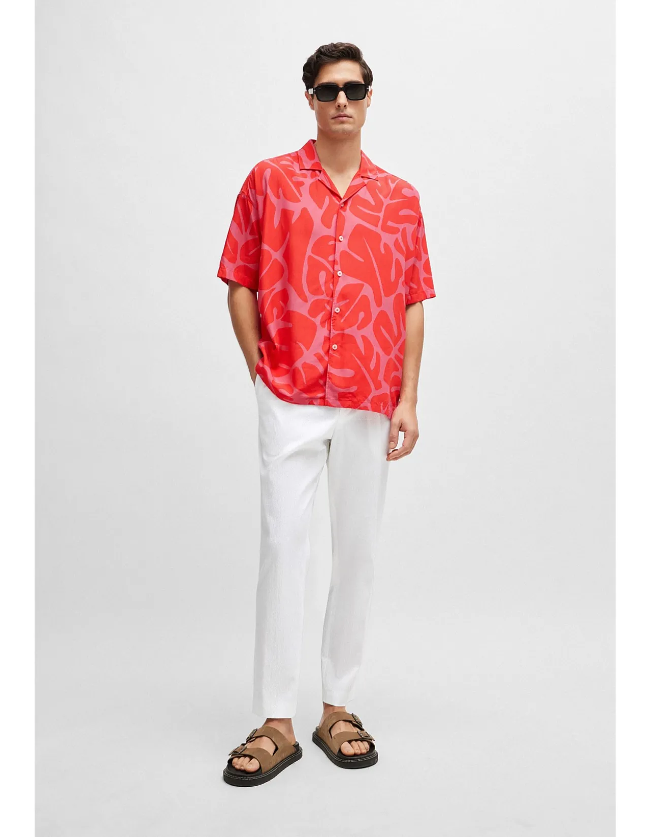 Relaxed-Fit Shirt with Seasonal Print Red
