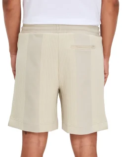 Relaxed-fit striped shorts with Double B monogram crest