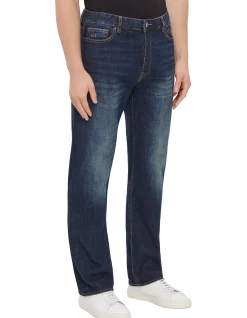 Relaxed Straight Mid Blue Denim Jeans