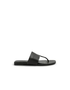 Rensy Wide Strap Leather Thong Sandals