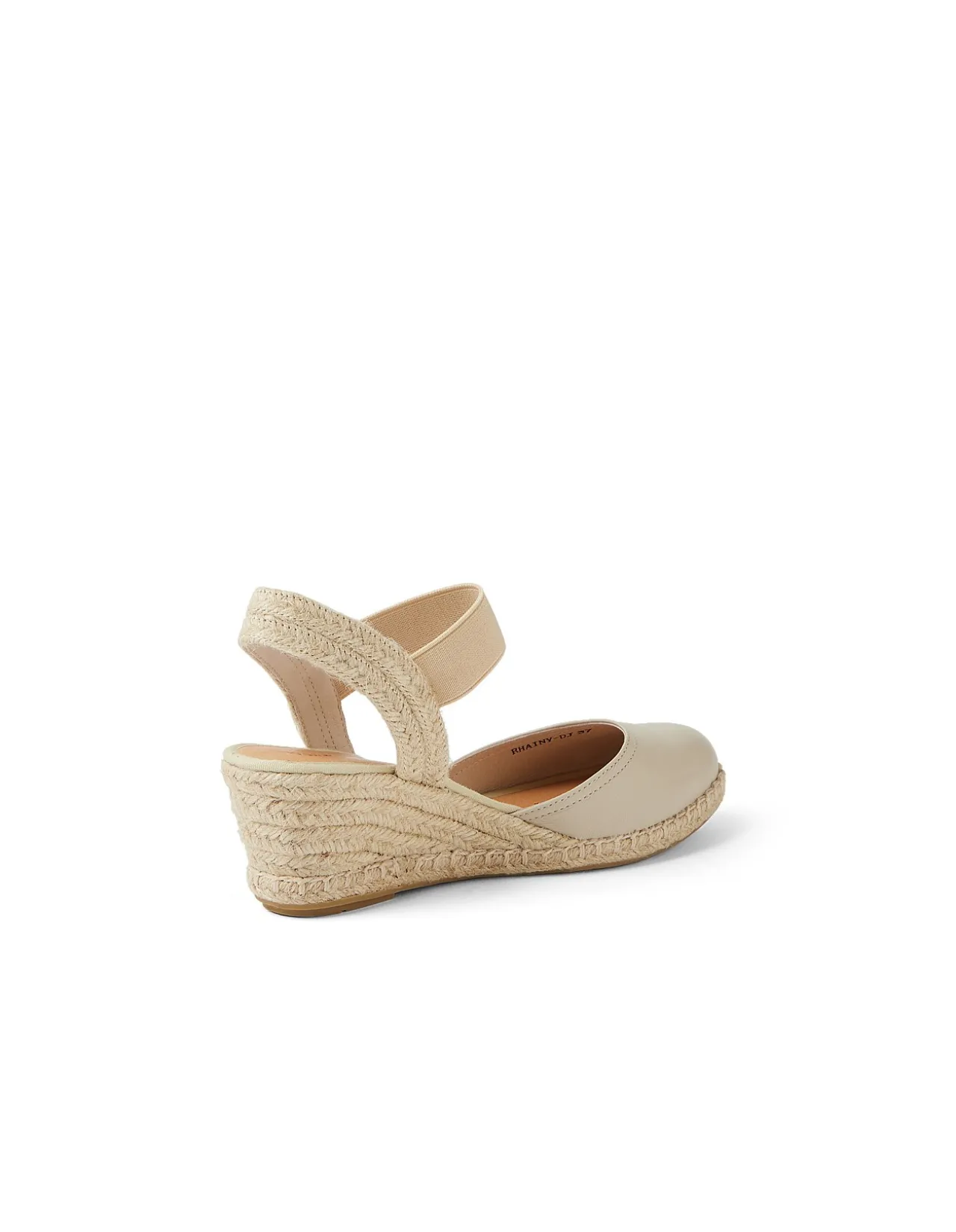 Rhainy Elastic Strap Leather Wedge Espadrilles
