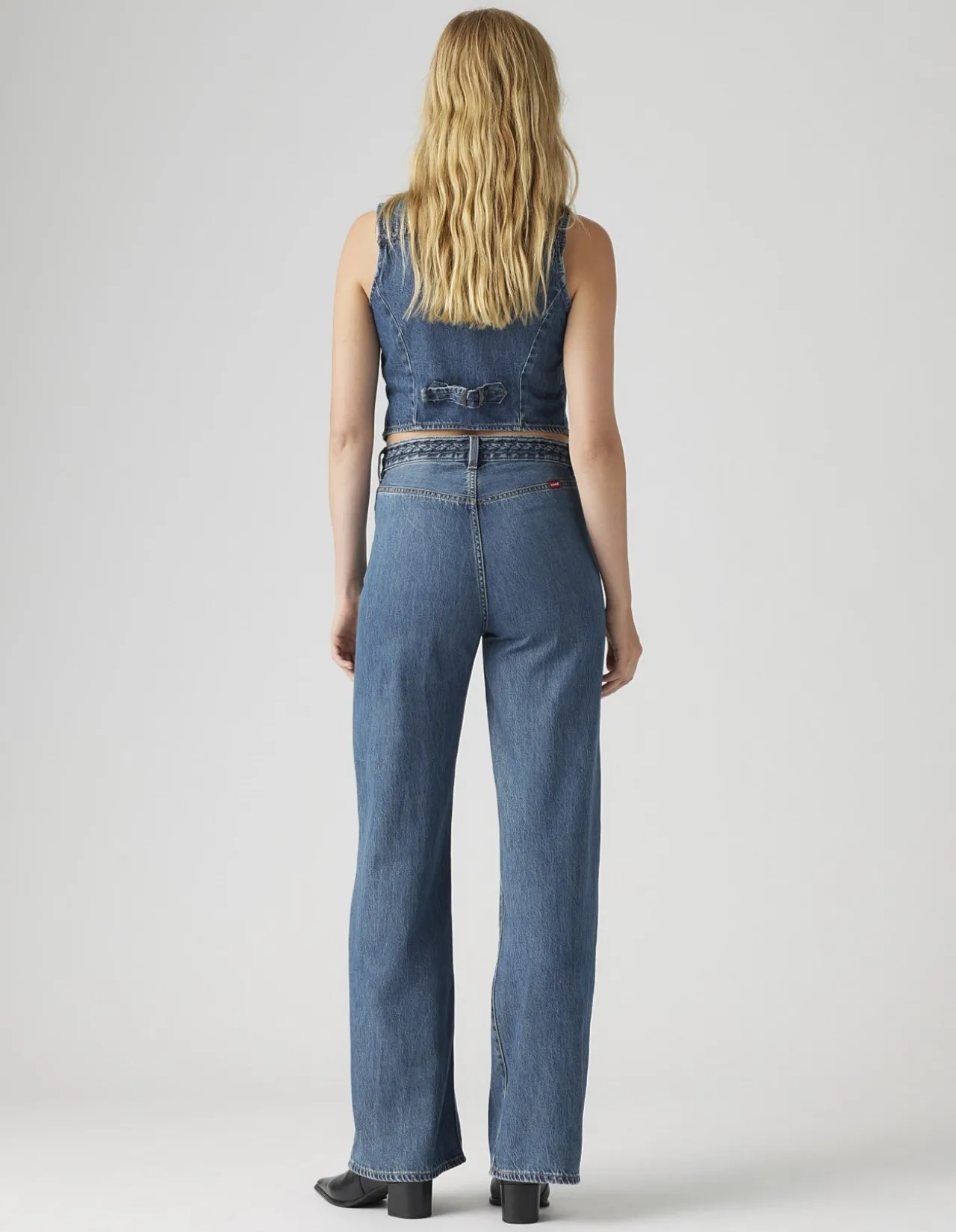 Ribcage Wide Leg Braided High Rise Jeans