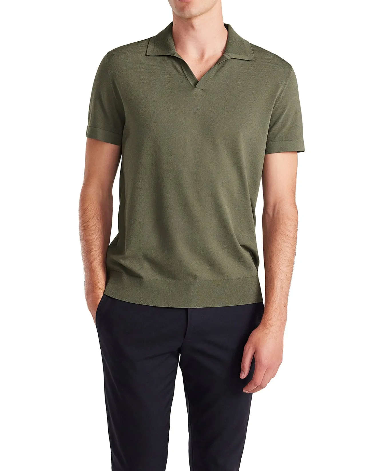 Rib Collar Tech Knit Polo