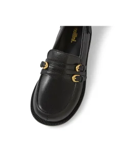Rikal Double Buckle Leather Loafers