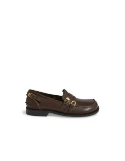Rikal Double Buckle Leather Loafers