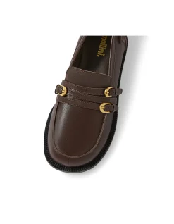 Rikal Double Buckle Leather Loafers