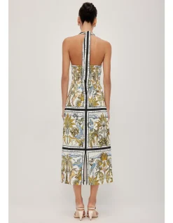 Rio Halter Cut Out Linen Blend Maxi Dress