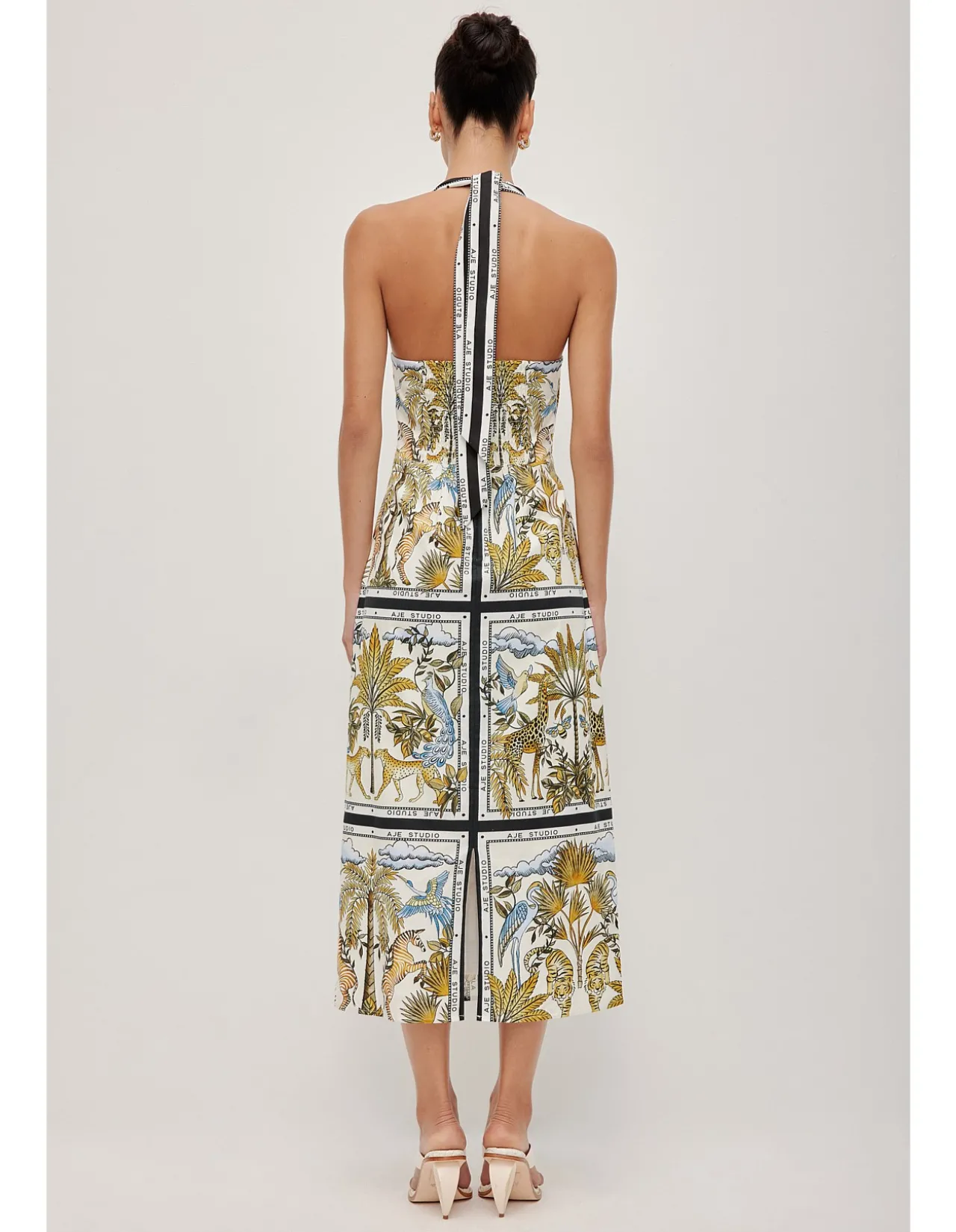 Rio Halter Cut Out Linen Blend Maxi Dress