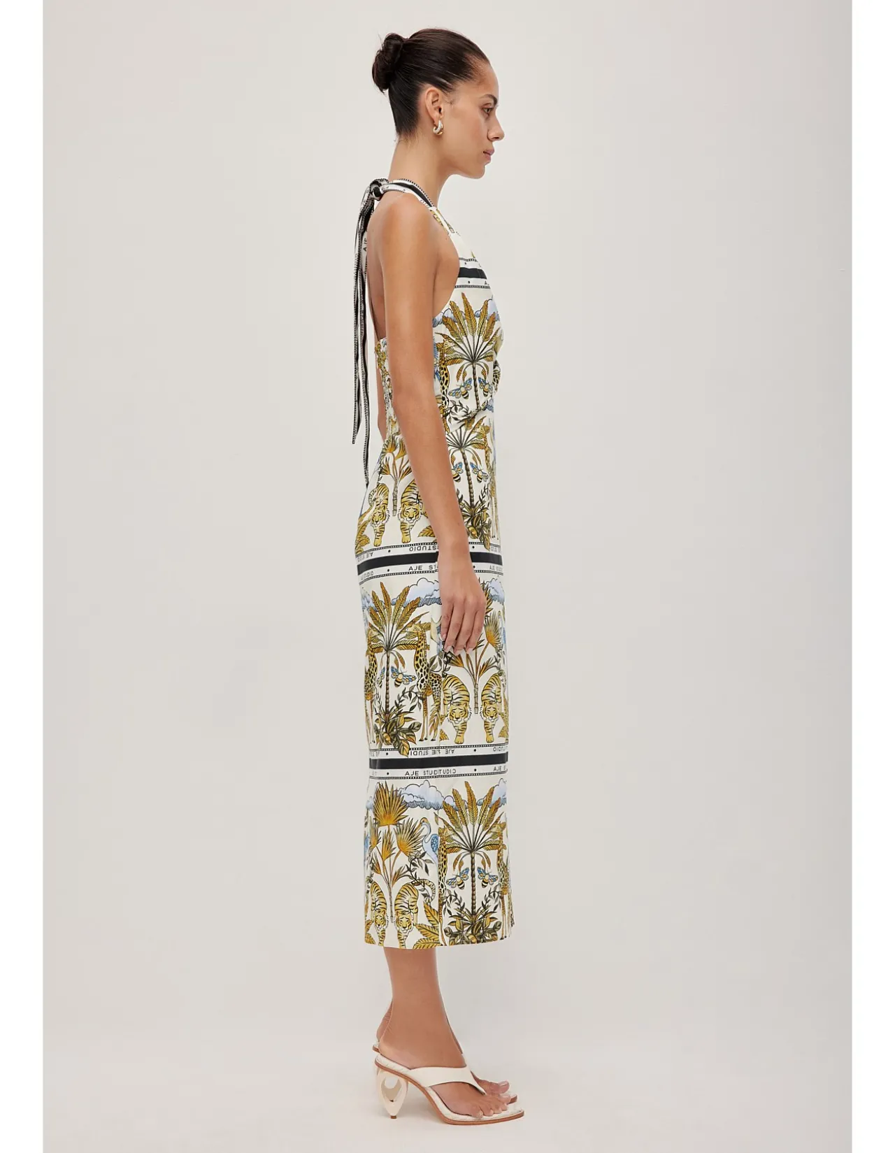 Rio Halter Cut Out Linen Blend Maxi Dress