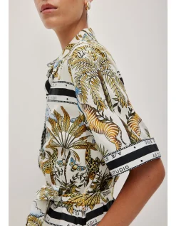 Rio Jungle Print Linen Shirt Dress