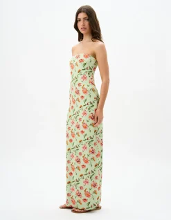 Riva Strapless Floral Jersey Maxi Dress