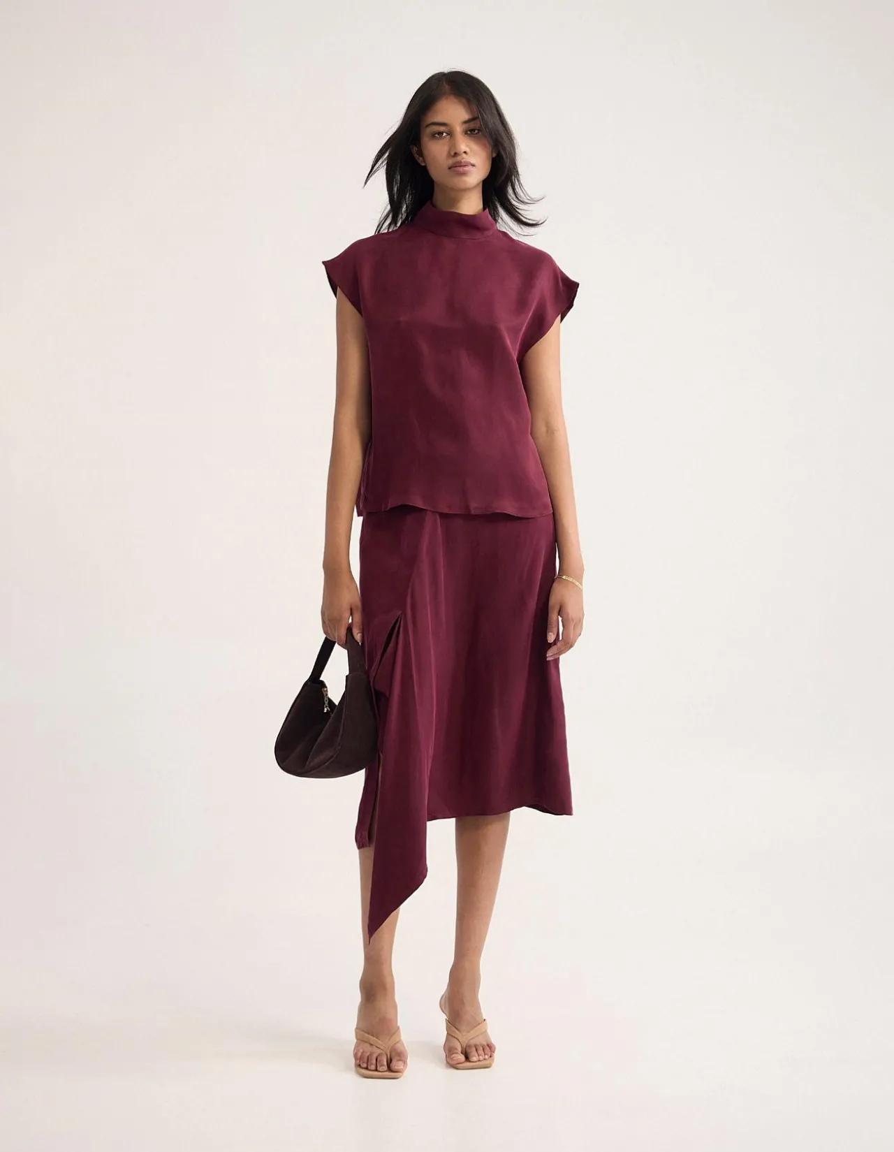 RONJA CUPRO DRAPED SKIRT