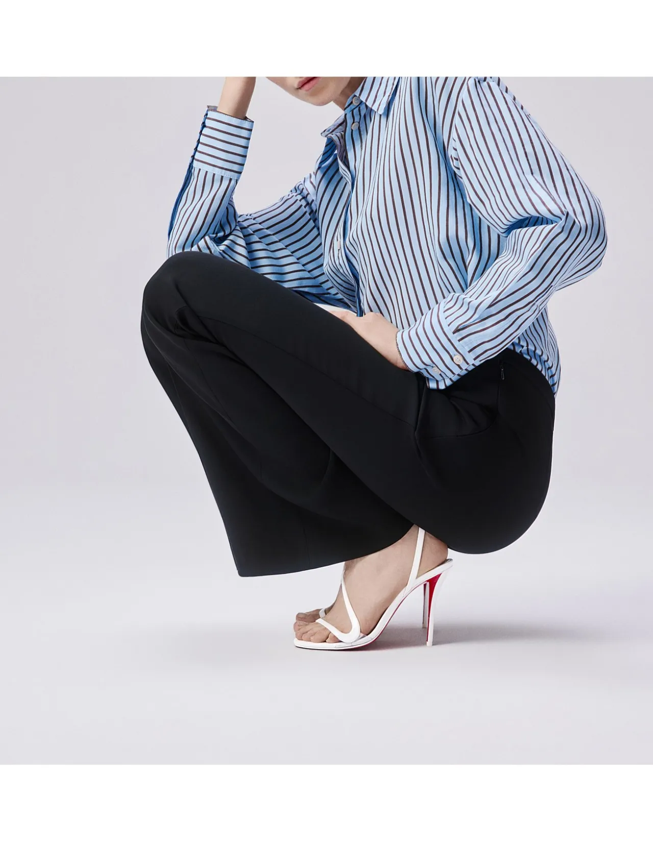 ROSA Z 100MM PATENT LIN BIANCO SANDALS