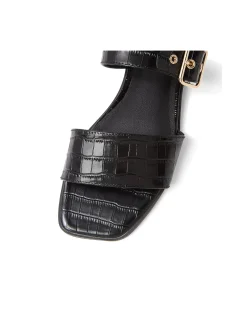 Roven Croc Embossed Buckle Strap Sandals