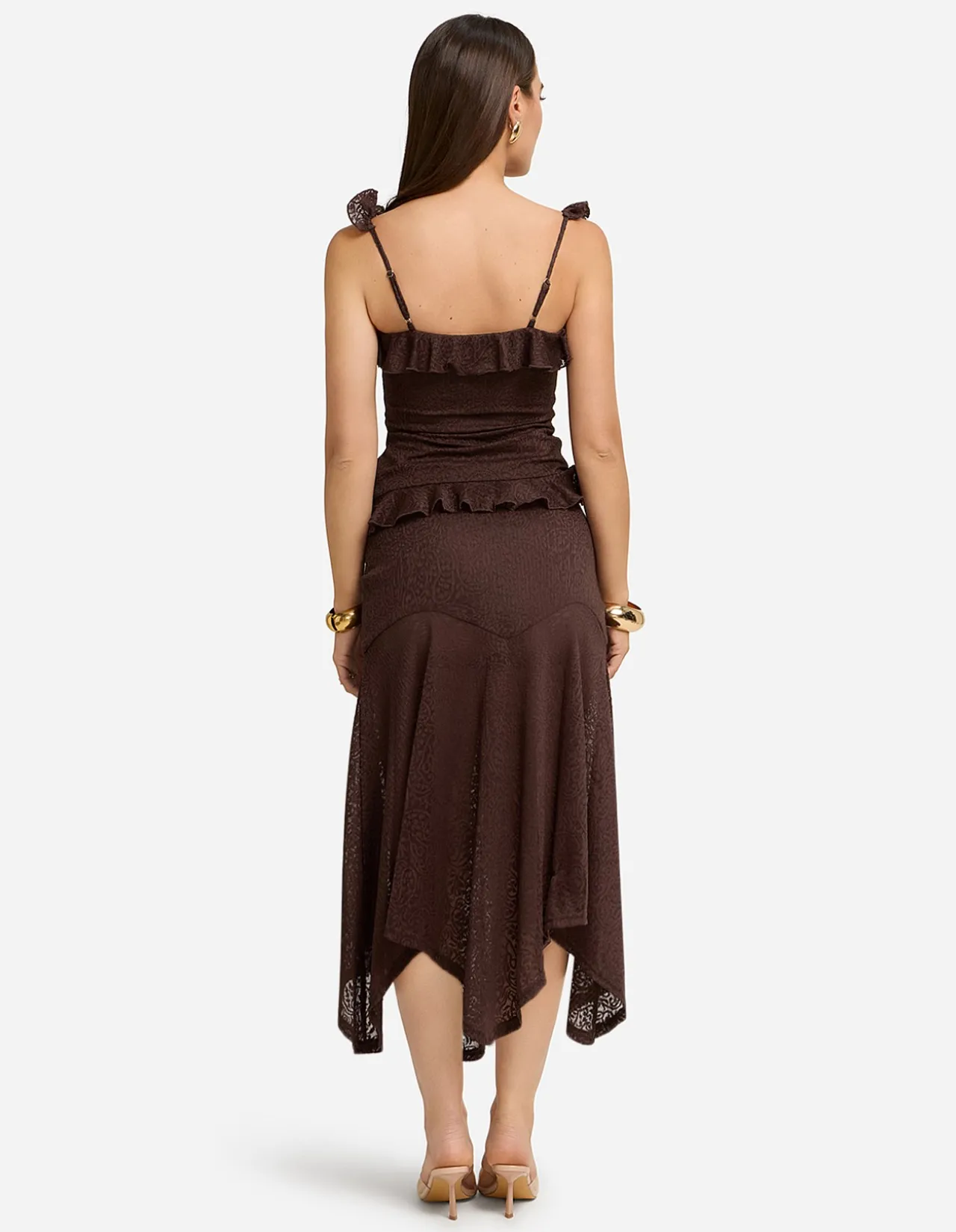 ROXELLE RUFFLE SPLIT FRONT TOP