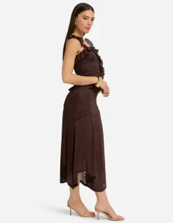 ROXELLE RUFFLE SPLIT FRONT TOP