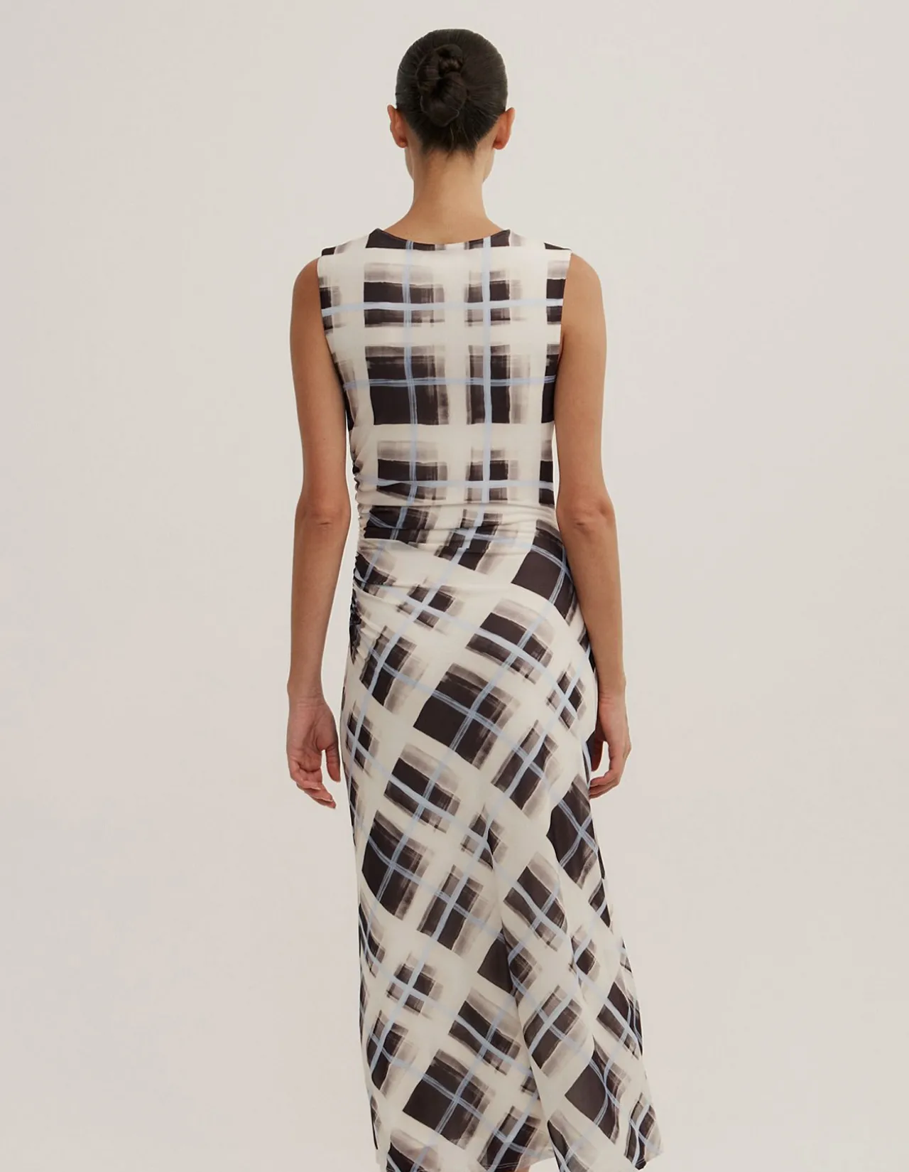 Ruched Cowl Mesh Dress