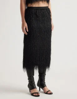 RUE FRINGED MIDI SKIRT