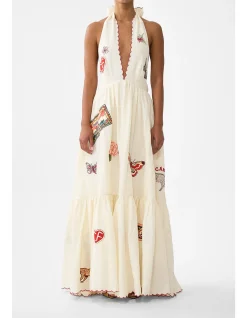 RUFFLE HEM HALTER DRESS