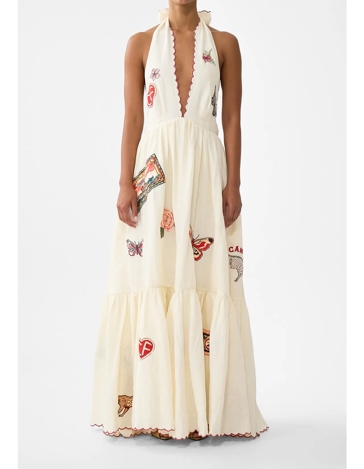 RUFFLE HEM HALTER DRESS