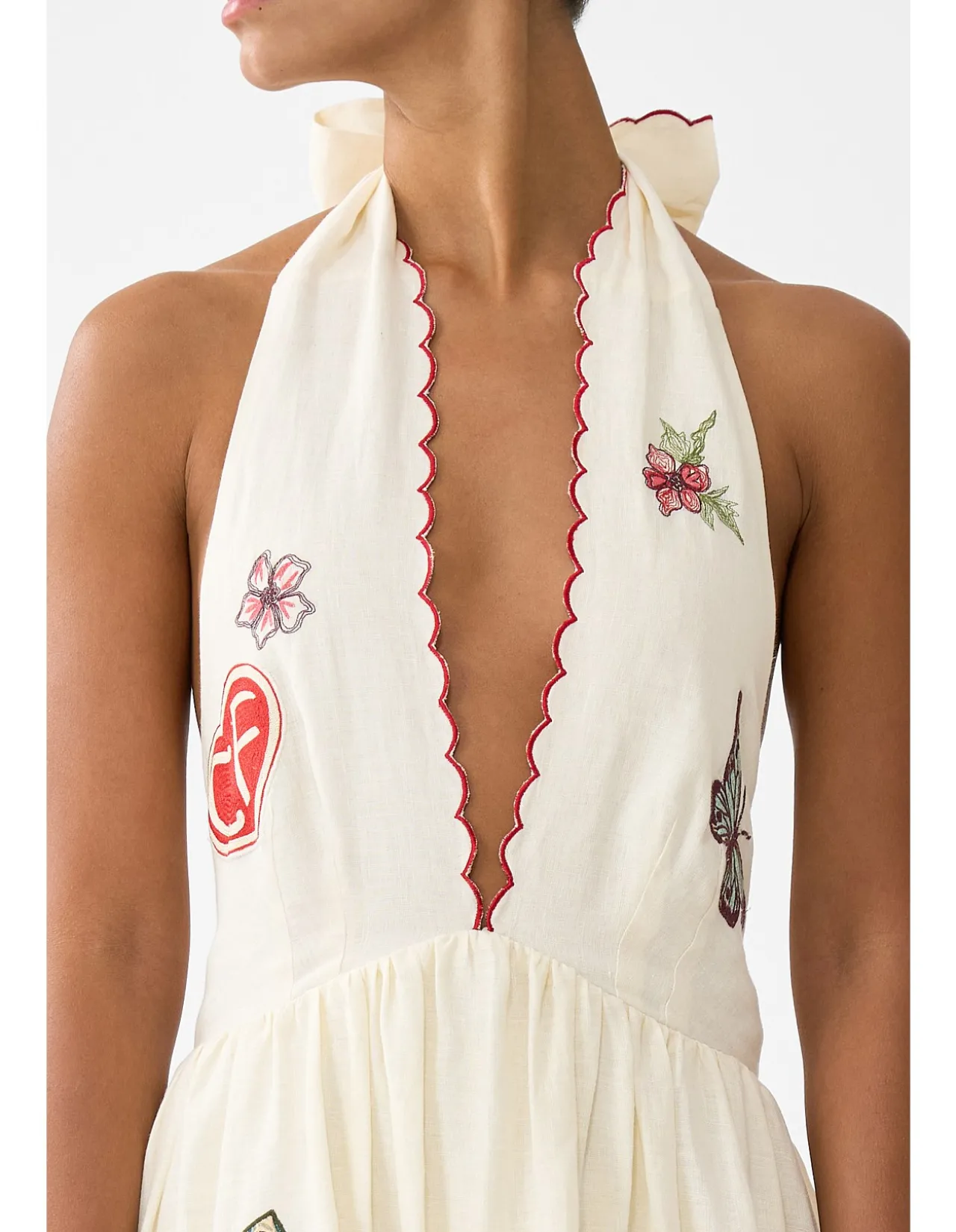 RUFFLE HEM HALTER DRESS