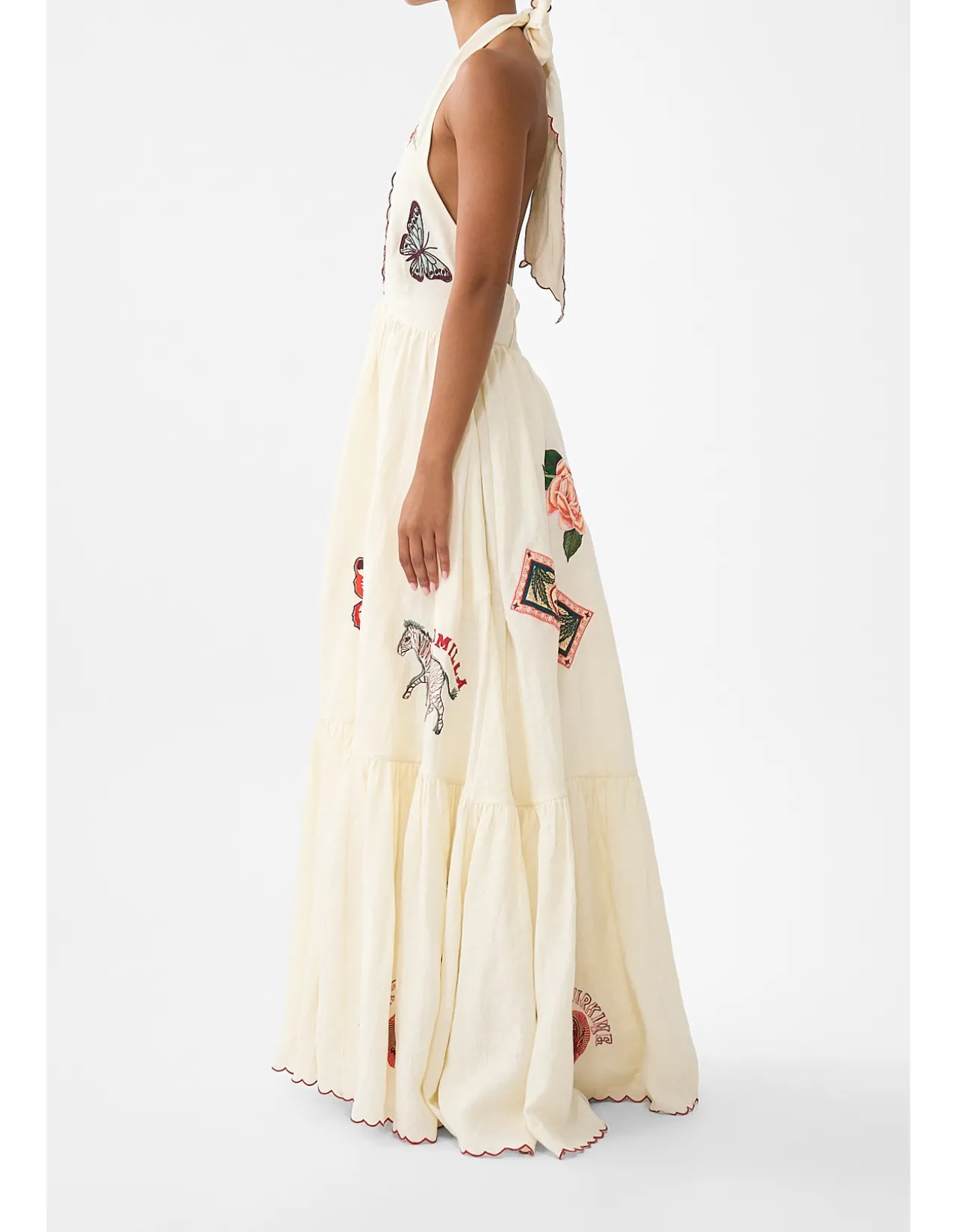 RUFFLE HEM HALTER DRESS