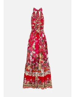 RUFFLE HEM HALTER DRESS