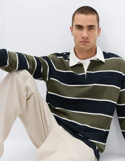 Rugby Polo Shirt: Collegiate Inspired Relaxed Fit 100% Cotton with Embroidered Chest Logo