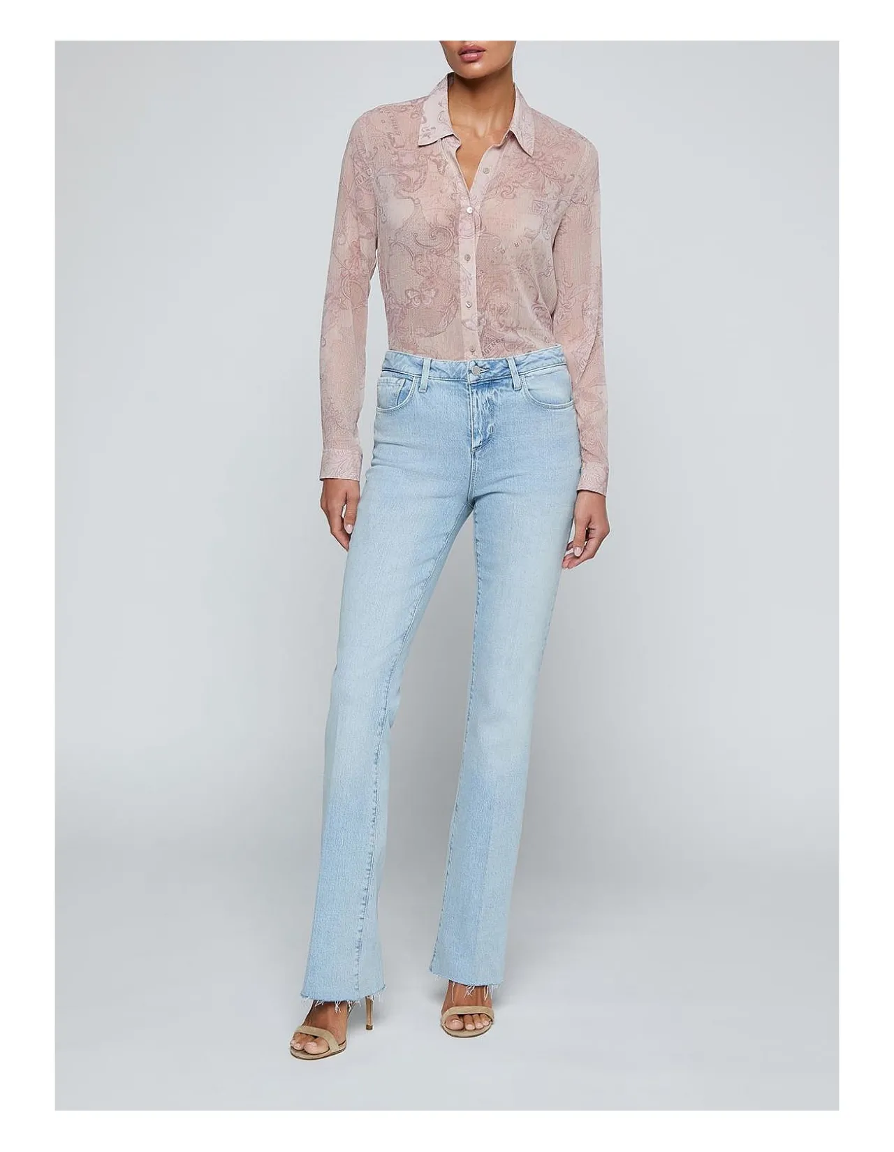 Ruth High Rise Raw Hem Straight Leg Jeans