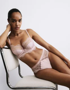 Saffron Satin & Lace Wired Balcony Bra (A-E)