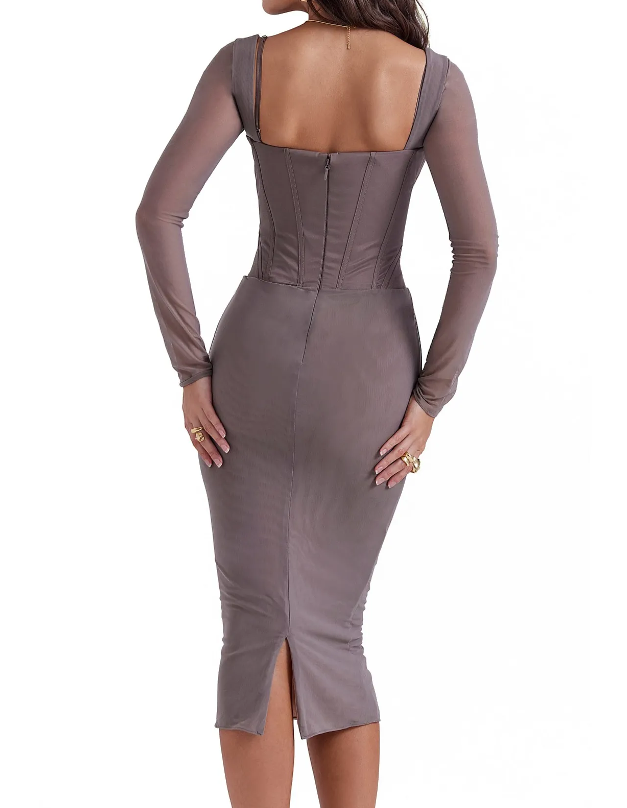Safran Mocha Corset Midi Dress