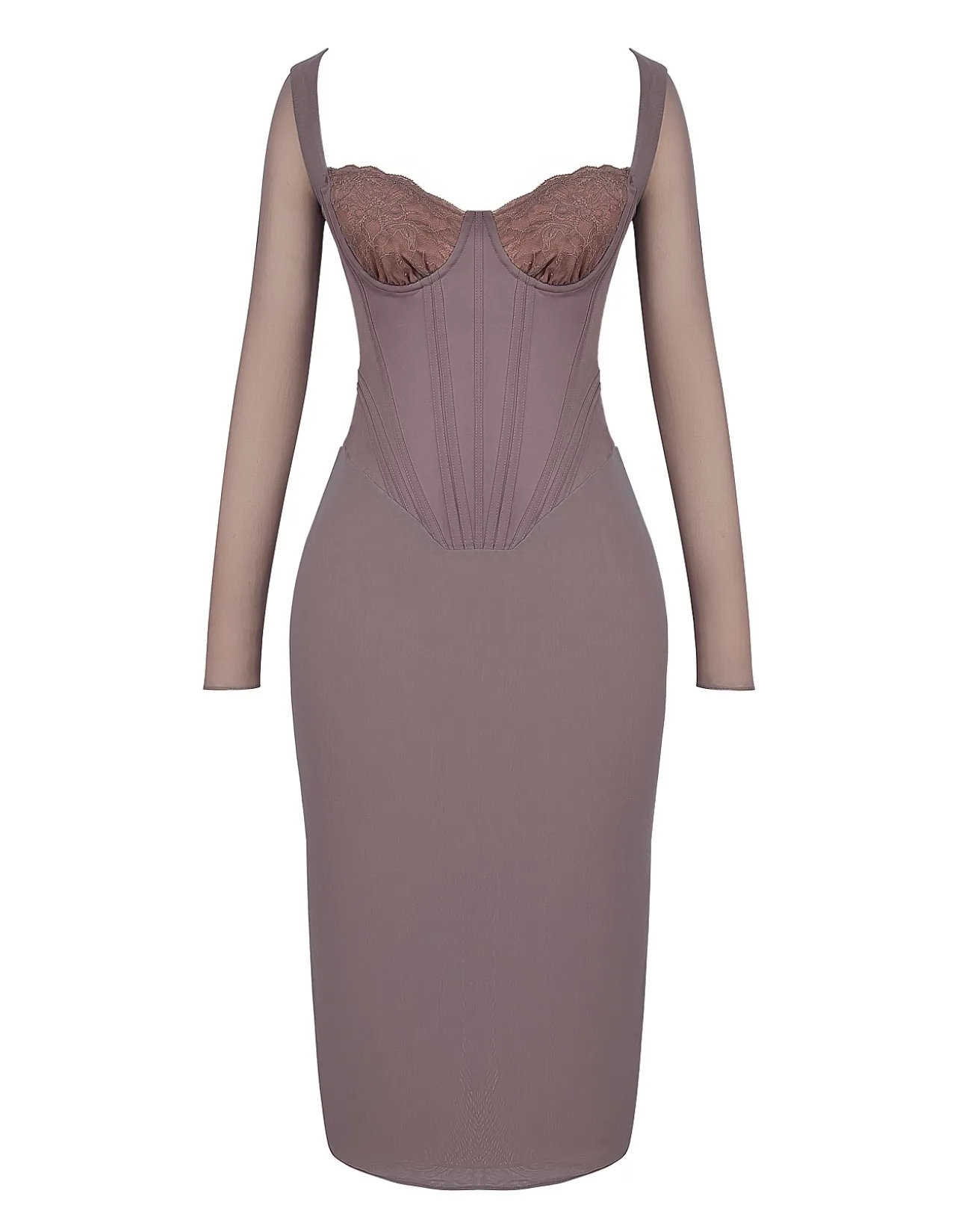 Safran Mocha Corset Midi Dress