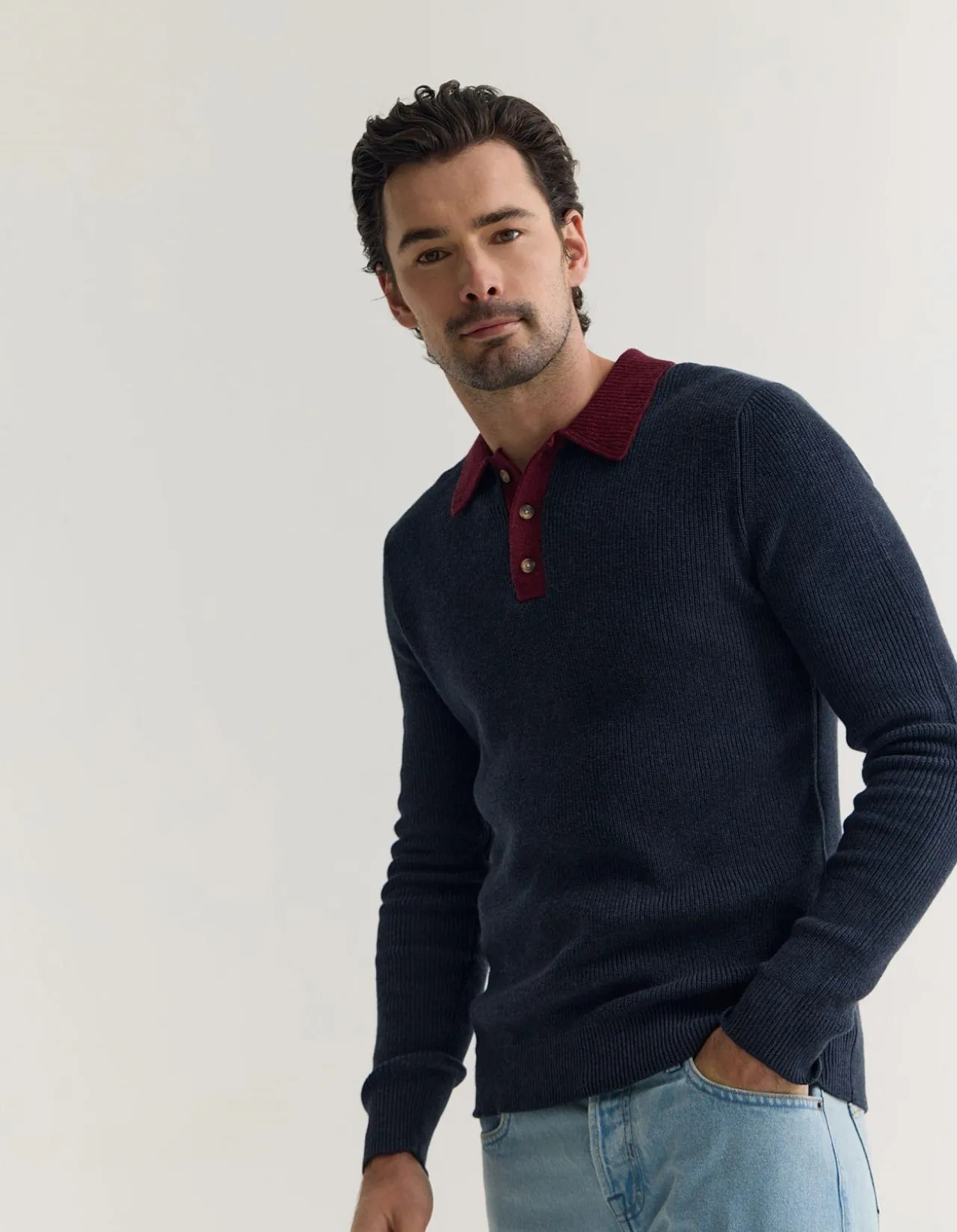 SAM CONTRAST COLLAR KNIT