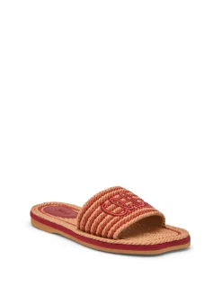 Sand Braided Cord Logo Slide Sandals